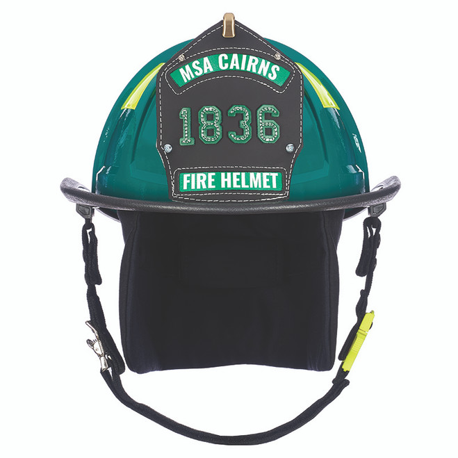 MSA Carins 1836 Green Painted High-Luster Finish Traditional Helmet, front