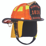 MSA Carins 1836 Orange Painted High-Luster Finish Traditional Helmet, side angle