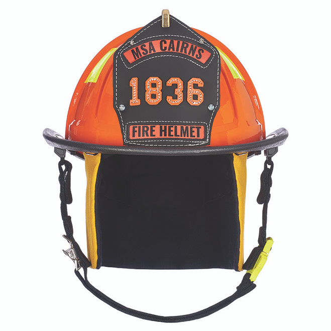 MSA Carins 1836 Orange Painted High-Luster Finish Traditional Helmet, front