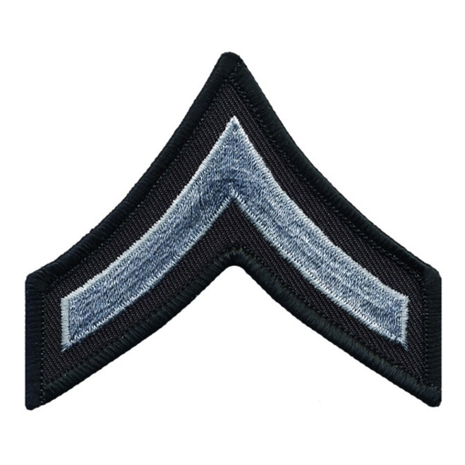 Hero's Pride 3" Wide Medium Grey/Black Private Chevrons, Merrowed Border