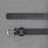 Boston Leather Basket Weave Leather 1.5 in. Domed Tip Casual Belt 2