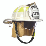 MSA Cairns 1836 White Painted High-Luster Finish Traditional Helmet, side angle