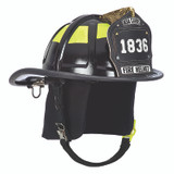 MSA Cairns 1836 Black Painted High-Luster Finish Traditional Helmet, side angle