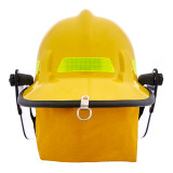 MSA Cairns 360S Structural Thermoplastic Fire Helmet, yellow with 4" Standard Faceshield back view