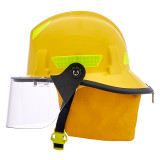 MSA Cairns 360S Structural Thermoplastic Fire Helmet, yellow with 4" Standard Faceshield side view