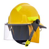 MSA Cairns 360S Structural Thermoplastic Fire Helmet, yellow with 4" Standard Faceshield, Economy Flannel Headband Liner,  Yellow Nomex Earlap, 2-Point Removable Nomex Chinstrap with Quick Release & Postman's Slide and Lime/Yellow Reflexite Tetrabar Trim