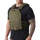 5.11 Tactical TacTec Plate Carrier, Ranger Green front angled view
