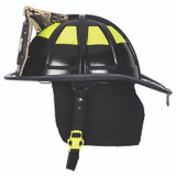 MSA Cairns 1836 Black Painted High-Luster Finish Traditional Helmet, left profile