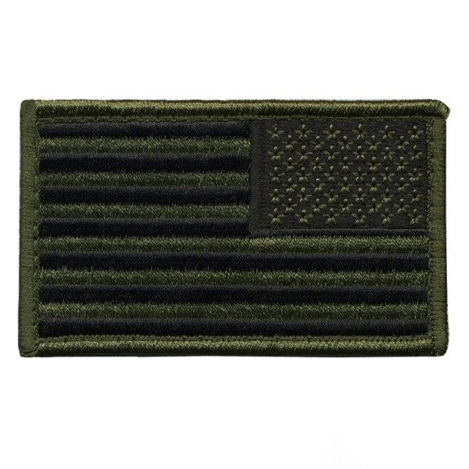 Hero's Pride 3-3/8 x 2" Olive Drab American Flag Patch, Reverse, Hook