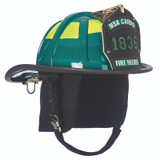 MSA Carins 1836 Green Painted High-Luster Finish Traditional Helmet, side angle