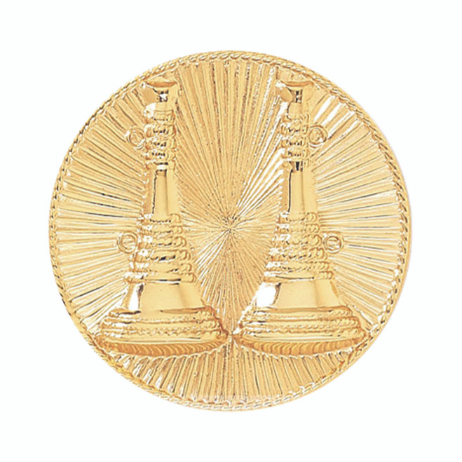 Blackinton Captain Hat Badge with Two Vertical Horns and Sunburst Background 1