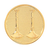 Blackinton Gold Plate Finish 1-11/16 in. 2 Parallel Bugles On Textured Disc Hat Badge with Dual Clutch Pin