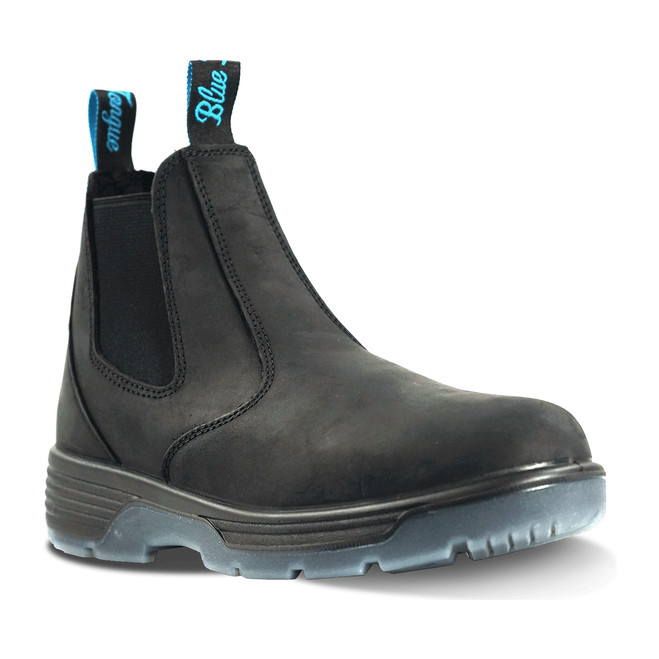 Redback Blue Tongue 6" Station (Soft Toe) Slip-On Boot, Black front angled view