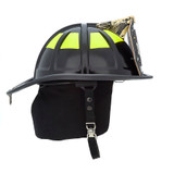 MSA Cairns 1836 Black Unpainted Matte Finish Traditional Fire Helmet, right profile