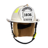 MSA Carins 1836 White Unpainted Matte Finish Traditional Helmet, side angle