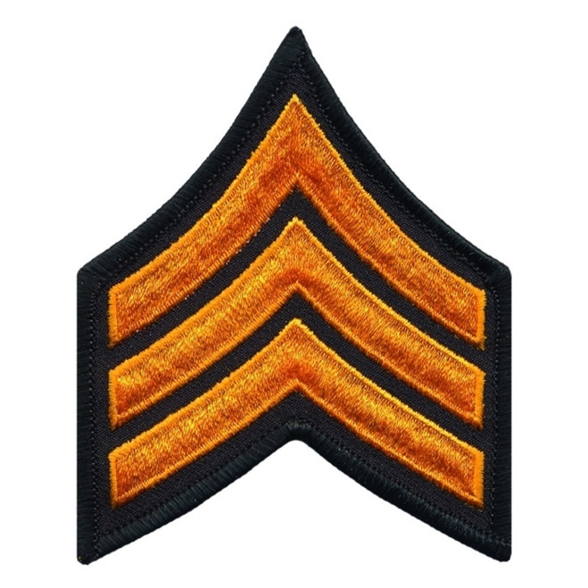Hero's Pride 3" Wide Dark Gold/Black Sergeant Chevrons, Merrowed