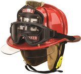 MSA Cairns N5A New York Leather Fire Helmet, Red front view